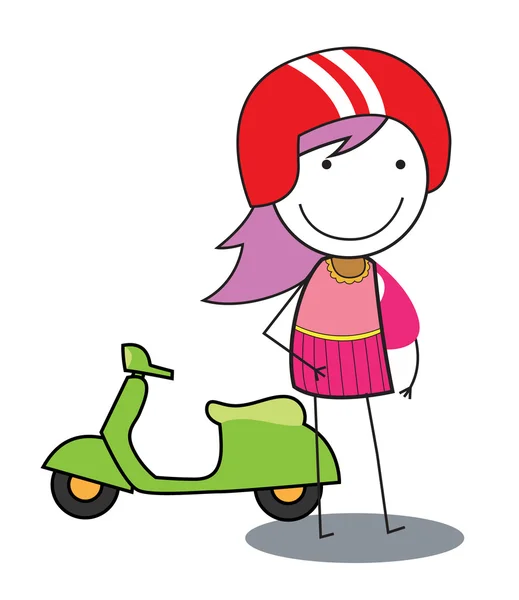 Meisje scooter — Stockvector