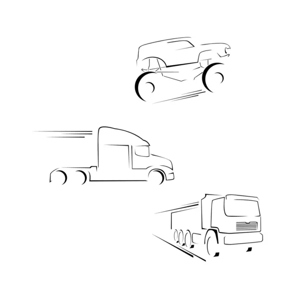 Collection d'ensembles pour gros camions — Image vectorielle
