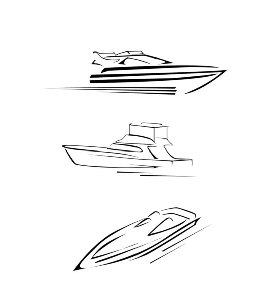 Speed Boat Set Collection — Stock Vector