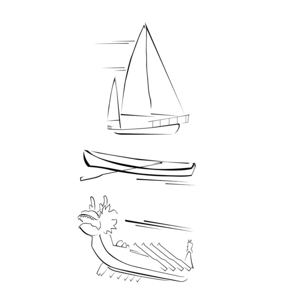 Traditional Boat Set Collection — Stock Vector