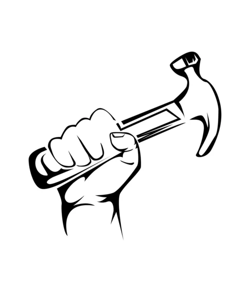 Hand holding hammer illustration — Stock Vector © VladisChern 22189847