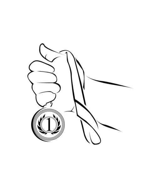 Hand Holding Medallion — Stock Vector
