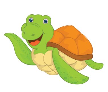 Deniz kaplumbağası çizgi film illüstrasyon vektör