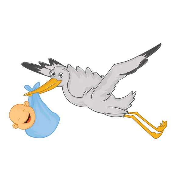 Stork with baby — Stock Vector