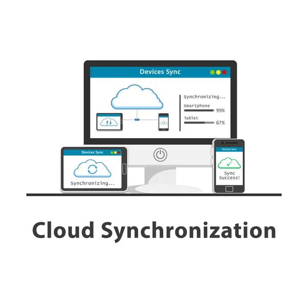 Seo Cloud Synchronisation Design Auf Weißem Hintergrund — Stockvektor