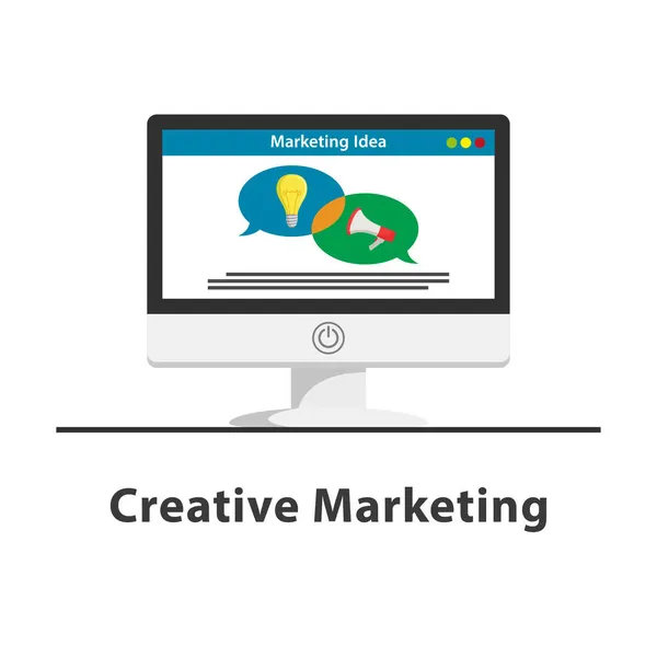 Seo Creatieve Marketing Monitor Ontwerp Witte Achtergrond — Stockvector