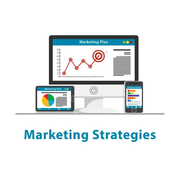 Seo Marketing Strategies Design White Background Vector Graphics