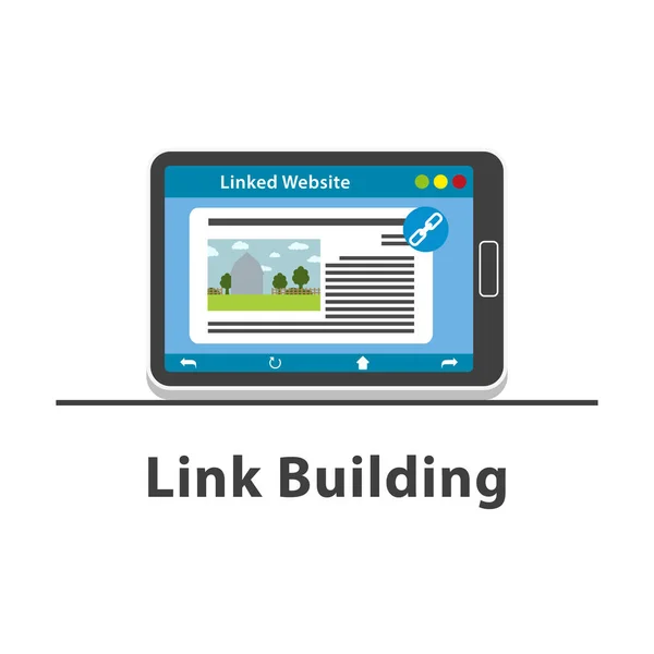 Seo Link Building Tablet — Stock Vector