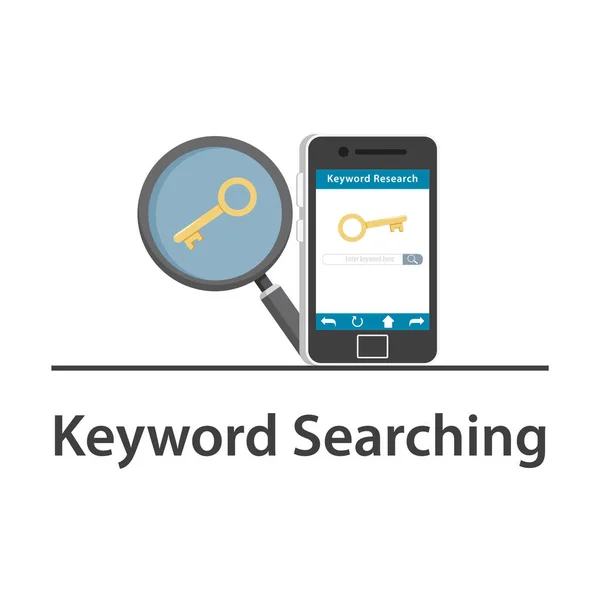 Seo Keyword Searching Smartphone — Stock Vector