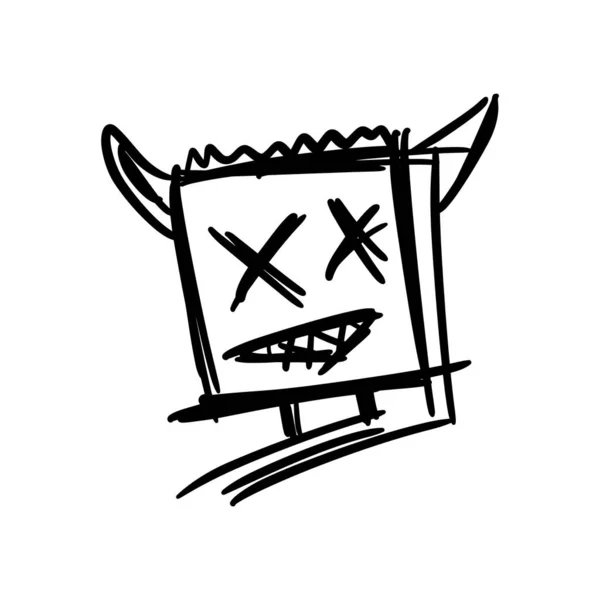 Illustrazione Personaggio Scatola Disegno Mano Cartone Isolato Bianco — Vettoriale Stock