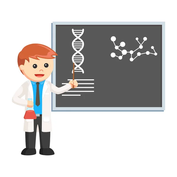 Cientista Dar Explicar Caráter Design Fundo Branco —  Vetores de Stock