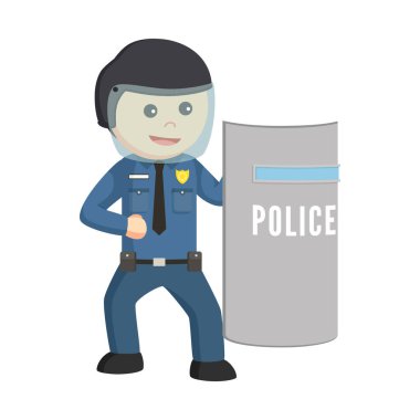 Beyaz arkaplanda Kalkan tasarım karakteri olan polis