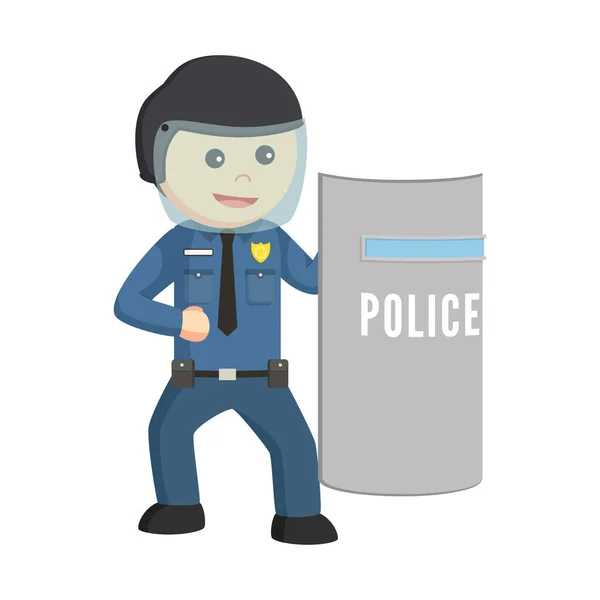 Polícia Com Personagem Design Shield Fundo Branco —  Vetores de Stock