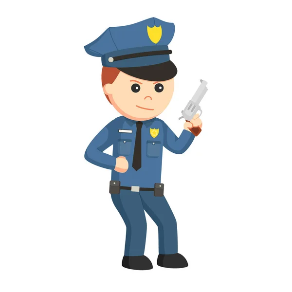 Police Gun Design Charakter Auf Weißem Hintergrund — Stockvektor