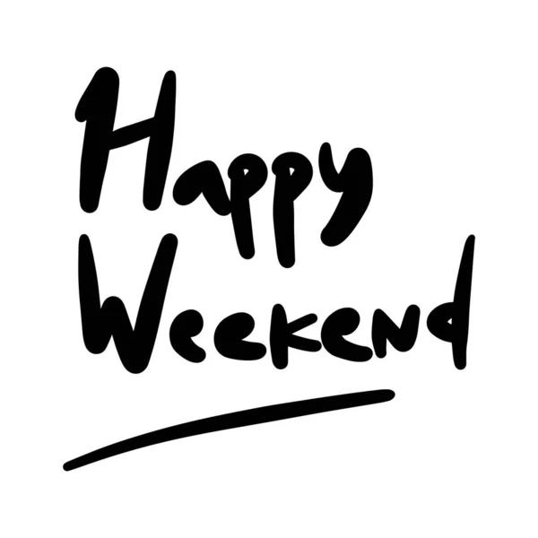 Heureux Week End Vecteur Texte Manuscrit Sur Isolé Blanc Baground — Image vectorielle