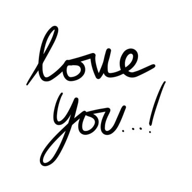 Seni seviyorum. İzole edilmiş beyaz baground vektör el yazısı harfler üzerinde el yazısıyla yazılmış metin.