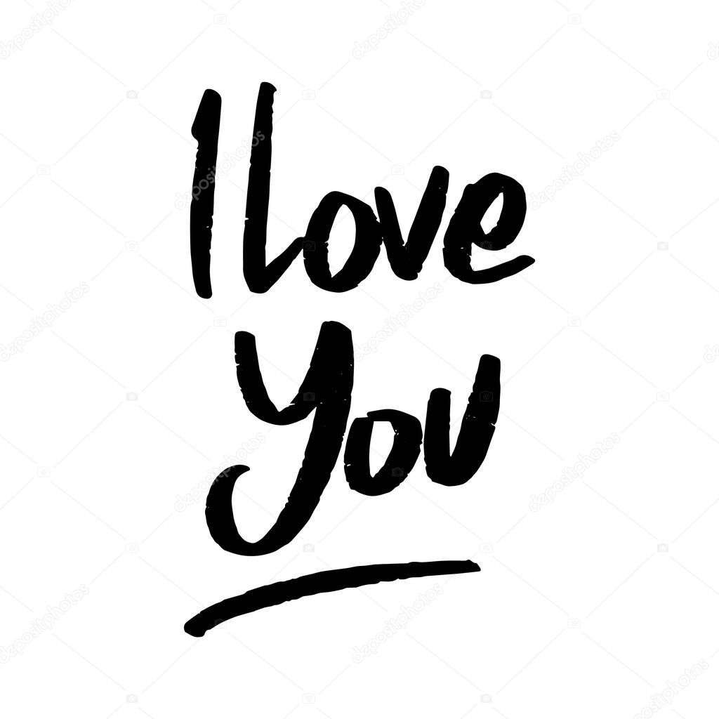 i love you vector Handwritten text on isolated white baground vector hand written lettering