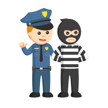 Polis beyaz arka planda Hırsız tasarım karakterini yakaladı