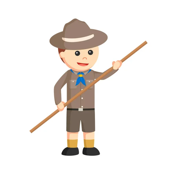 Scout Boy Holding Stick —  Vetores de Stock