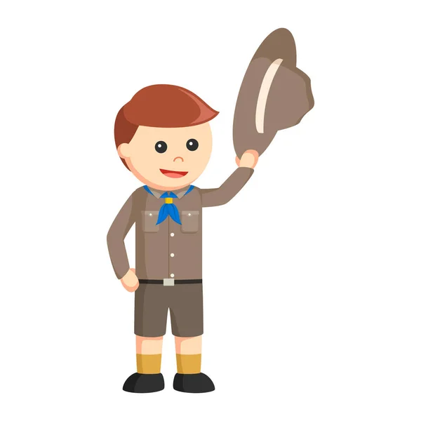 Scout Boy Lifting Hat — Stock Vector