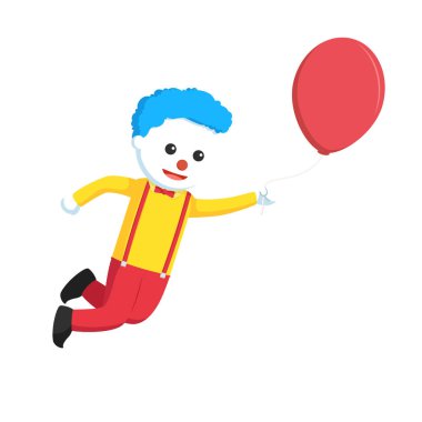 a clown fly with ballon design character on white background