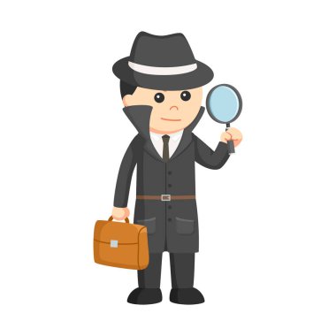 spy Hold Briefcase And Magnifying design character on white background