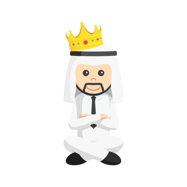 Arabian King Sitting Design Character White Background — стоковый вектор