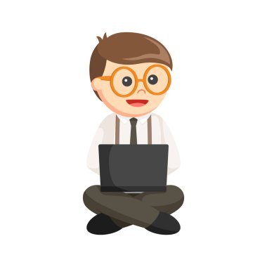 nerd office use.laptop design character on white background