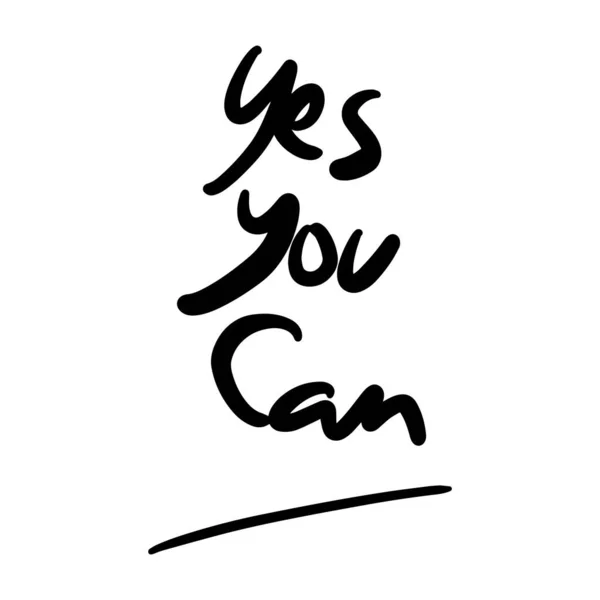 Yes You Can Vector Handwritten Text Isolated White Baground Vector — Vetor de Stock