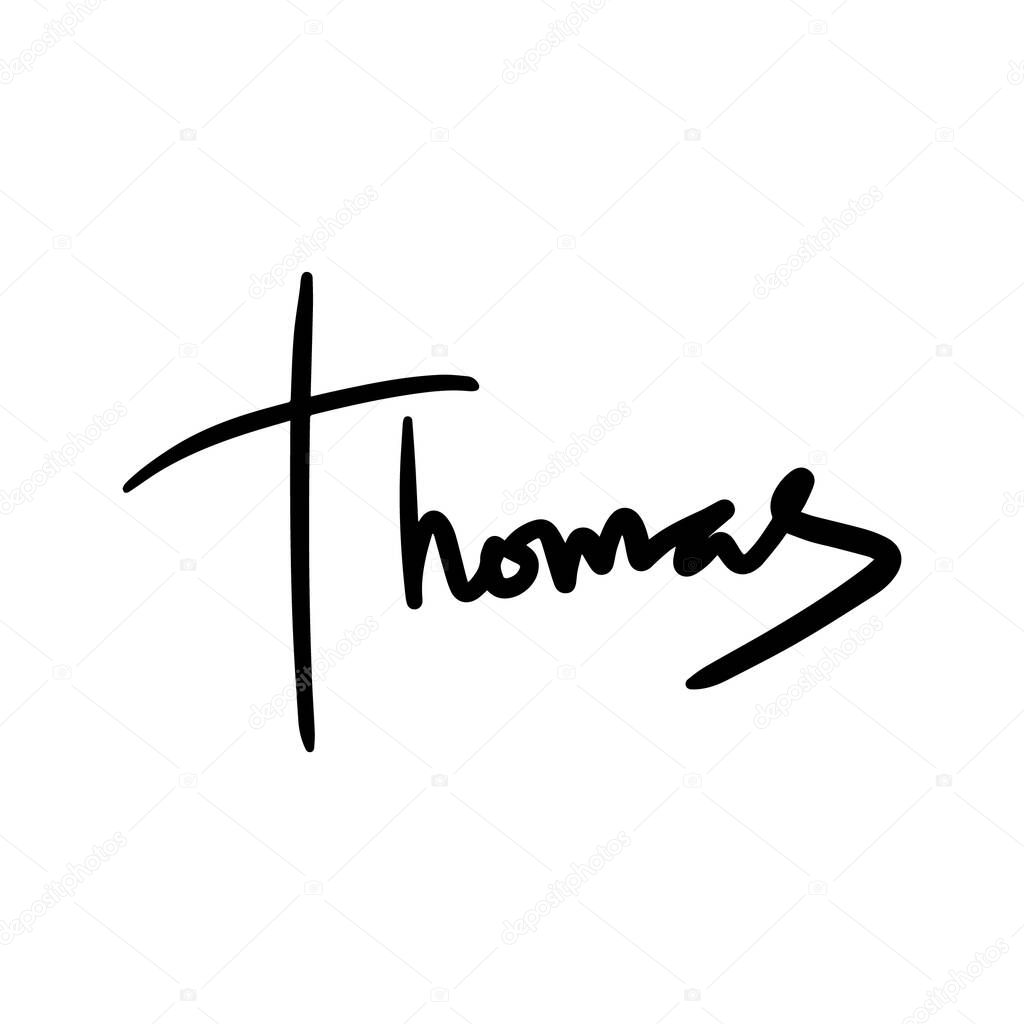 thomas vector Handwritten text on isolated white baground vector hand written lettering