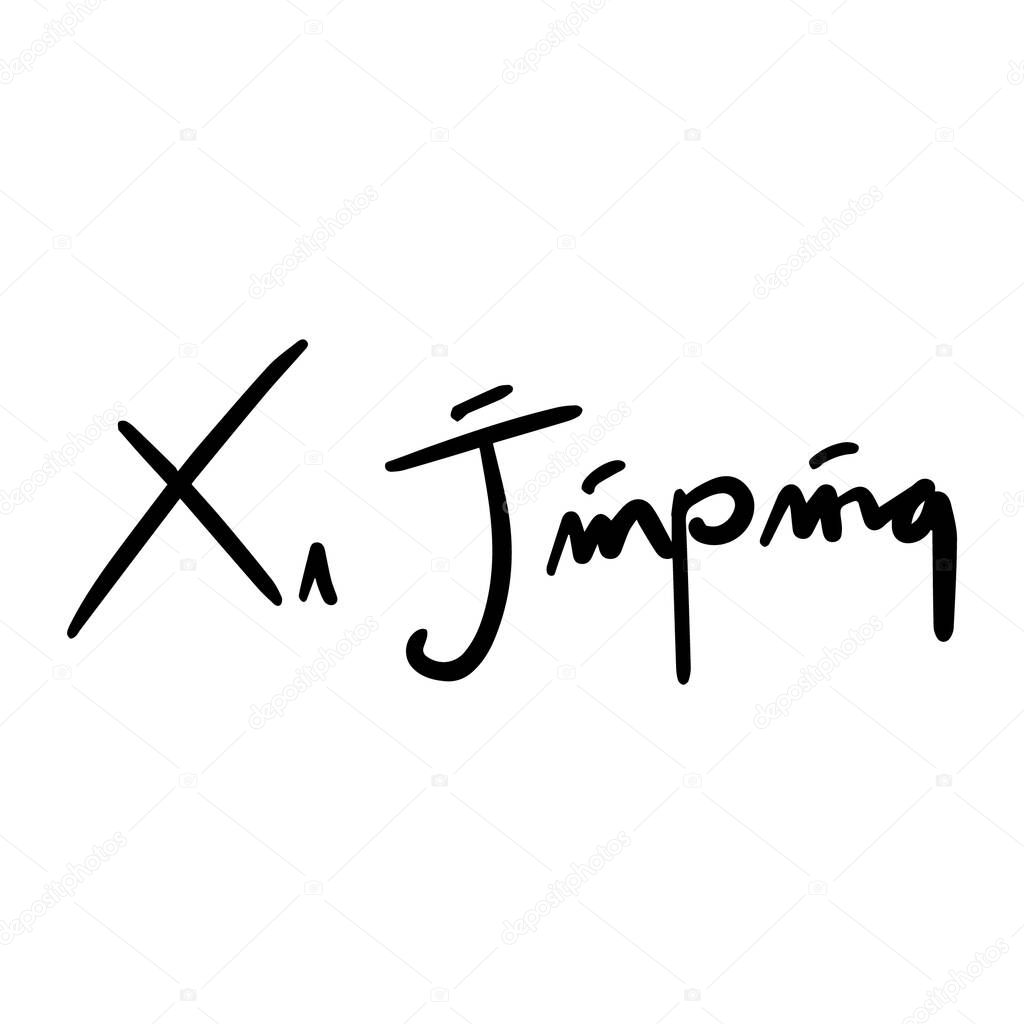 xi jinping vector Handwritten text on isolated white baground vector hand written lettering