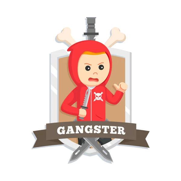 Hoddie Gangster Emblem Design — Stockový vektor