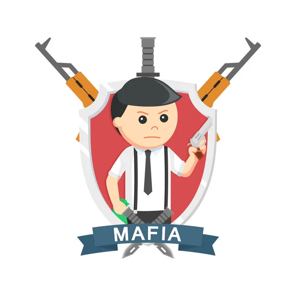 Pistol Mafia Emblem Design — Vetor de Stock
