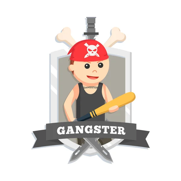 Bandana Gangster Personagem Design Emblema Fundo Branco — Vetor de Stock