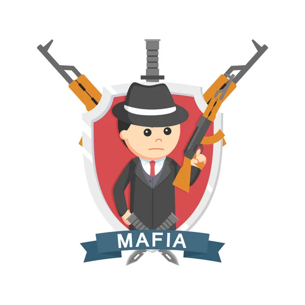 Desenho Rifle Mafia Emblem — Vetor de Stock