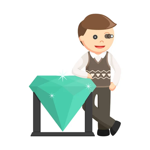 Staand Big Emerald Design Personage Witte Achtergrond — Stockvector
