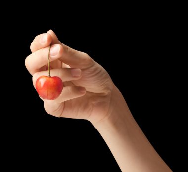 hend üzerinde bir tatlı kiraz