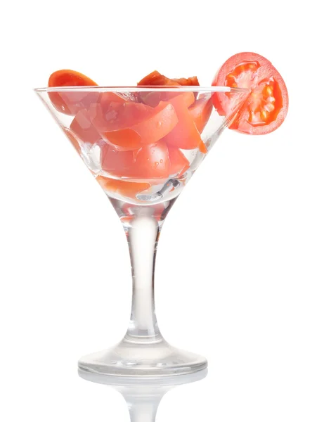 Martini Glas mit Tomate — Stockfoto