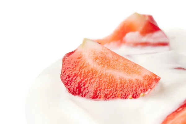 Verse aardbeien met yoghurt — Stockfoto