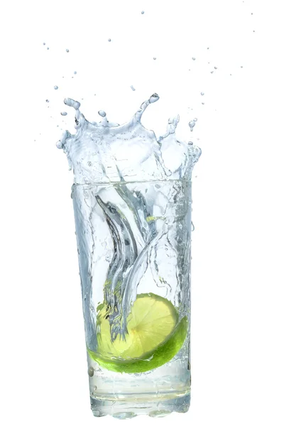 Lemon fell in a glass — Stock Photo, Image