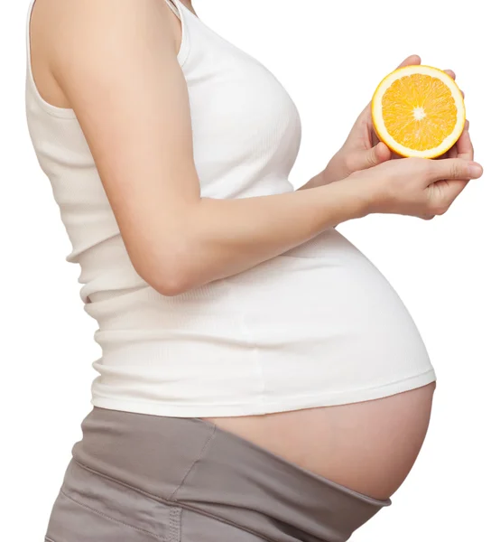 Schwangere und Orange — Stockfoto