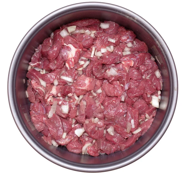 スモール カット肉と玉ねぎとスパイス — ストック写真