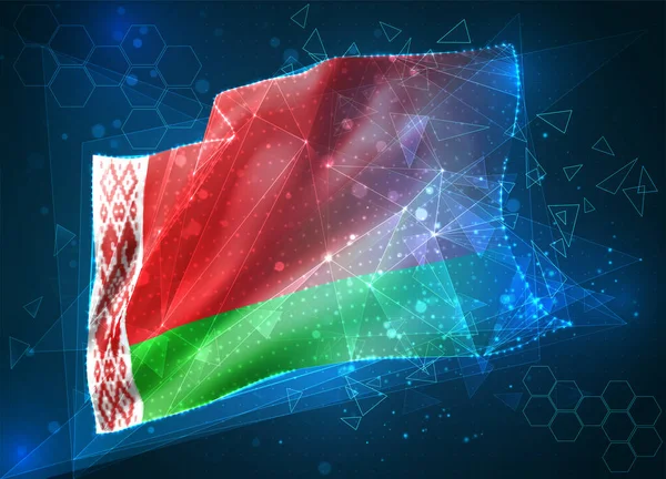 Belarus Vector Flag Virtual Abstract Object Triangular Polygons Blue Background — Vetor de Stock