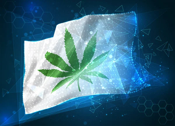 Virtual Marijuana Digital Drug Vector Flag Object Triangular Polygons Blue — Stock Vector