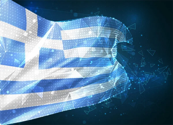 Греція Векторний Прапор Віртуальний Абстрактний Єкт Трикутних Багатокутників Синьому Тлі — стоковий вектор