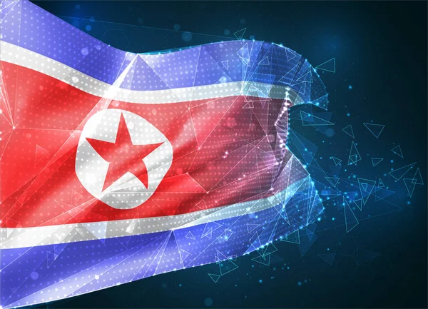 Векторный Флаг Корейской Народно Демократической Республики Виртуальный Абстрактный Трехмерный Объект — стоковый вектор