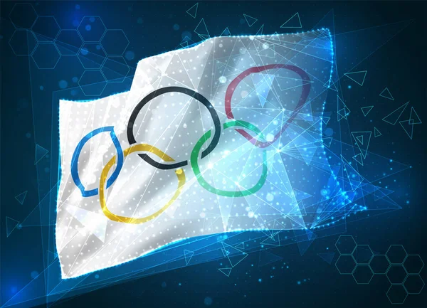 Olympische Vektorfahne Virtuelles Abstraktes Objekt Aus Dreieckigen Polygonen Auf Blauem — Stockvektor