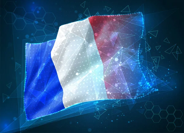 Frankrijk Vectorvlag Virtueel Abstract Object Van Driehoekige Polygonen Een Blauwe — Stockvector