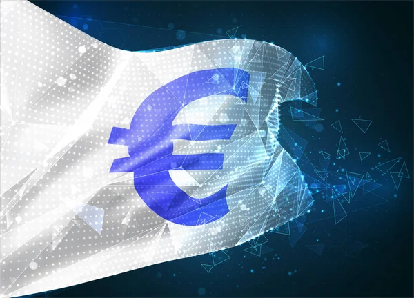 Euro Bandera Vectorial Moneda Objeto Abstracto Virtual Polígonos Triangulares Sobre — Vector de stock