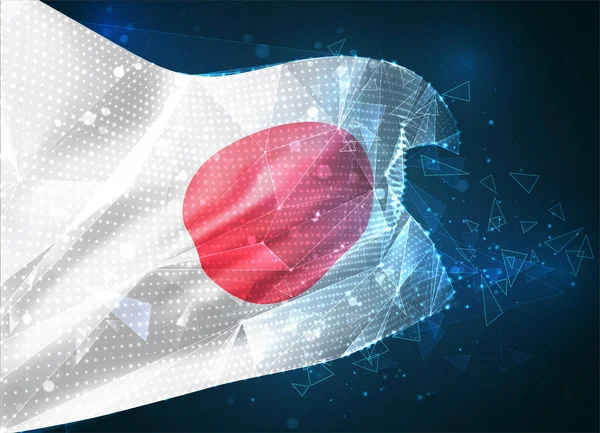 Japón Bandera Vectorial Objeto Abstracto Virtual Polígonos Triangulares Sobre Fondo — Vector de stock